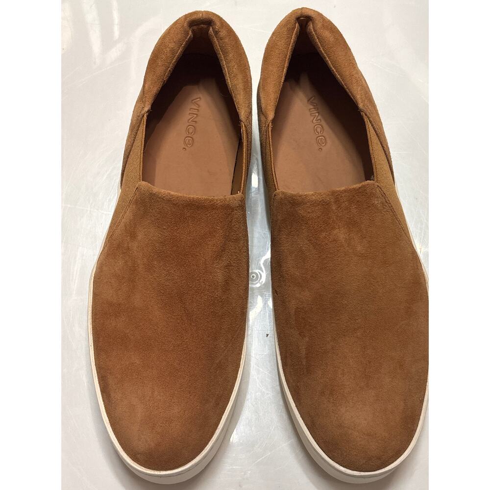 VINCE Women’s Warren Suede Slip On Platform Sneaker Honey Brown Sz 8.5